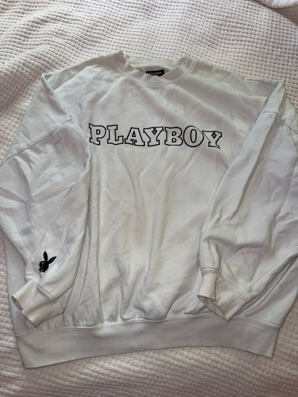 PacSun White Sweatshirt with Black PLAYBOY Logo